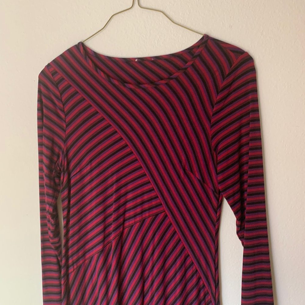 Diagonal patchwork stripe dress